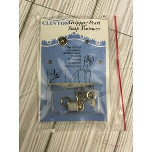 Vintage White Pearl Snaps SQUARE Snap Fasteners Replacement Notions NOS Set Of 2